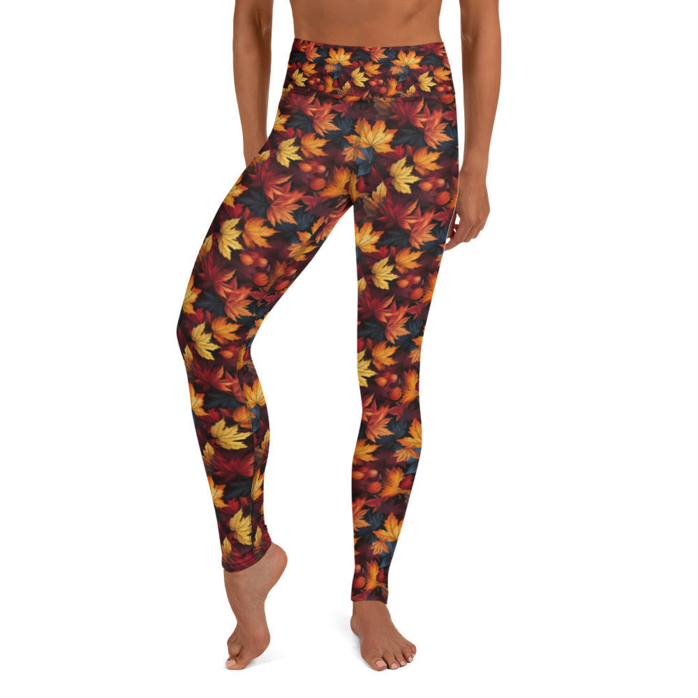 Yoga Leggings Fall Fashion Autumn Leaves Scatter