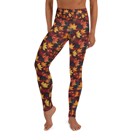 Yoga Leggings Fall Fashion Autumn Leaves Scatter