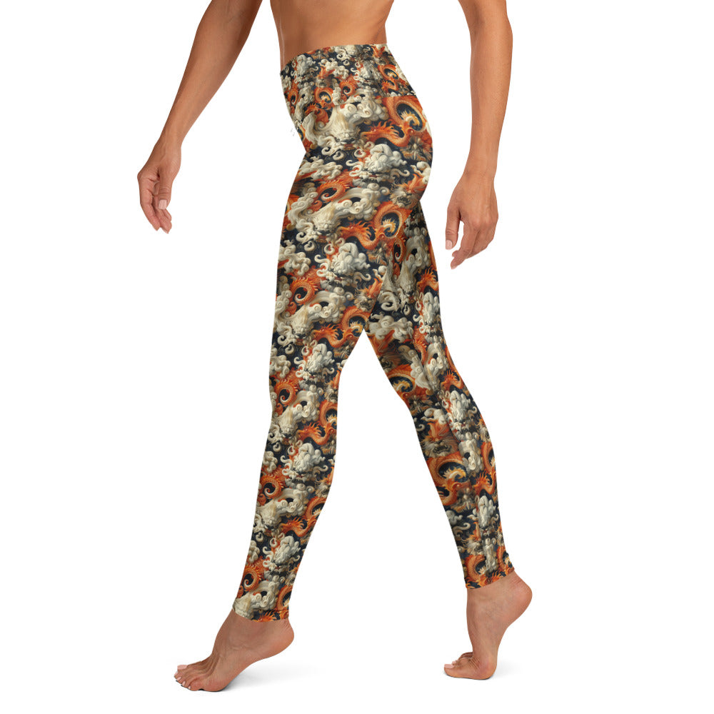 Yoga Leggings Chinese Dragon Orange