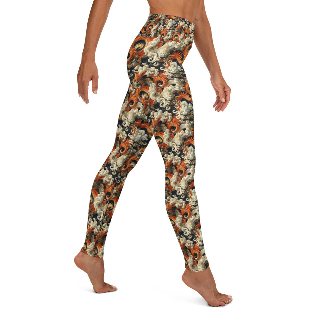 Yoga Leggings Chinese Dragon Orange