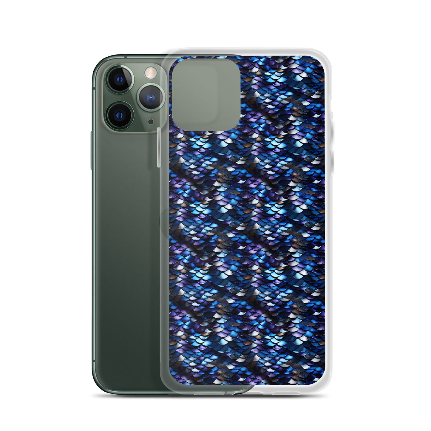 Clear Case for iPhone® Dragon Scale Blue