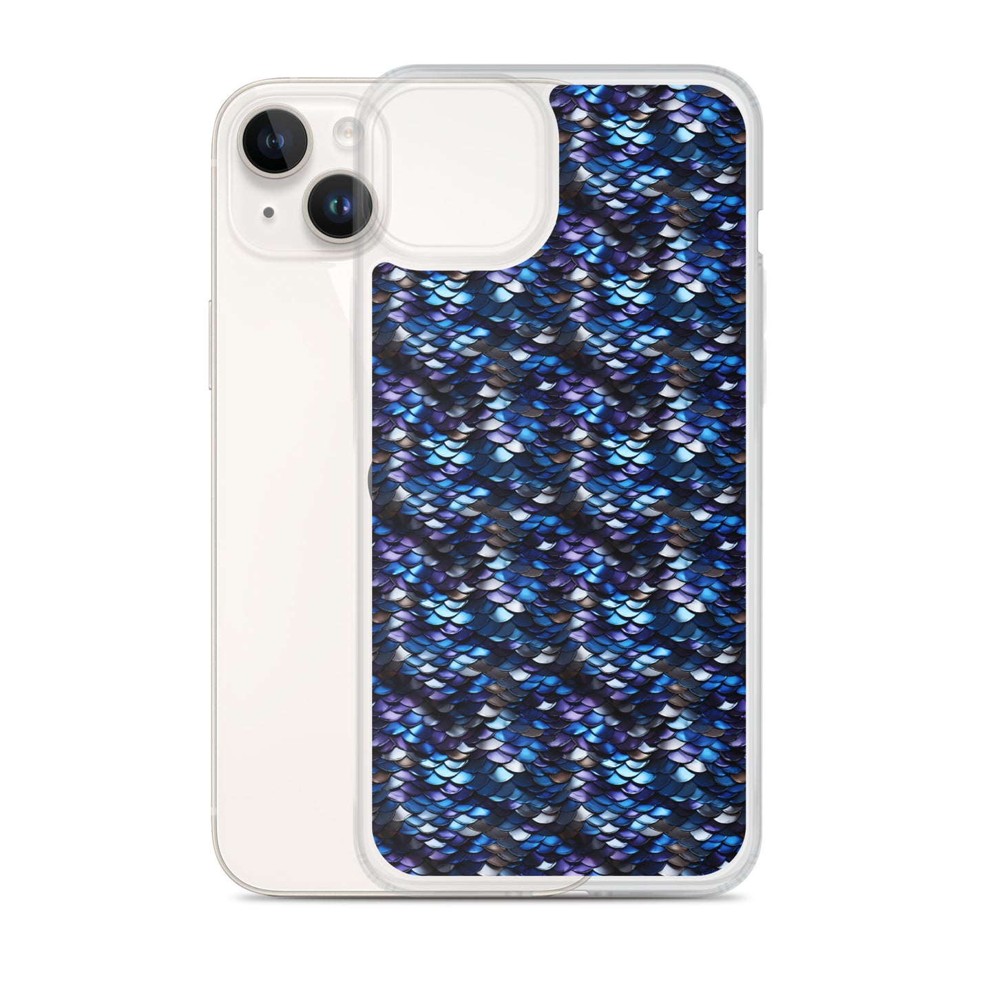 Clear Case for iPhone® Dragon Scale Blue