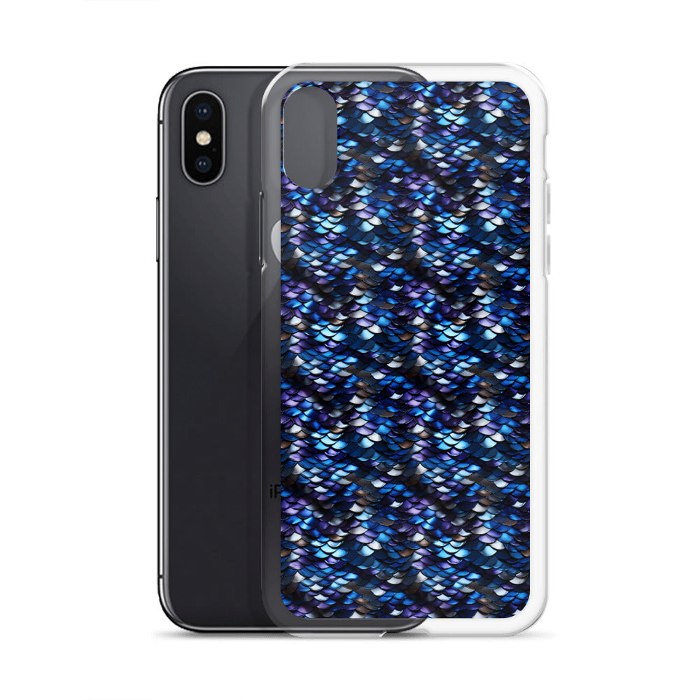 Clear Case for iPhone® Dragon Scale Blue