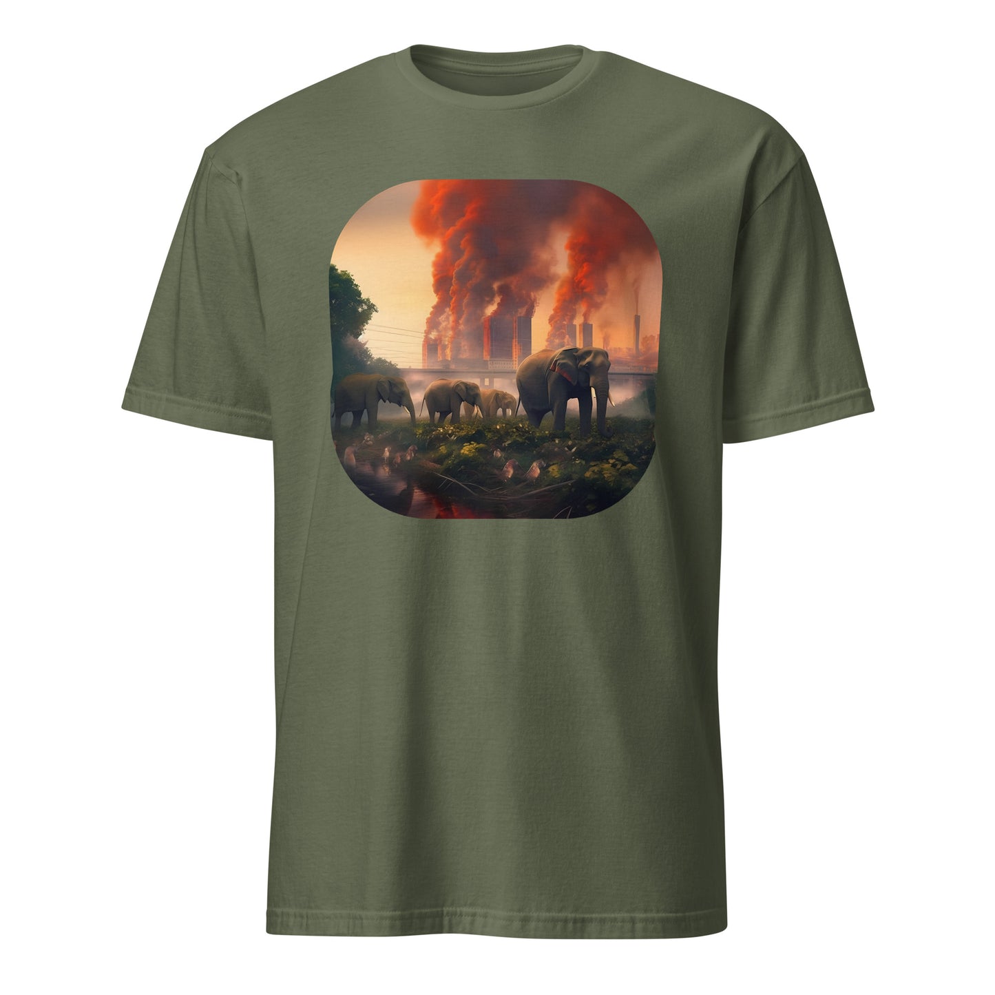 T-Shirt Polluted World Elephants and Deforestation Urbanization