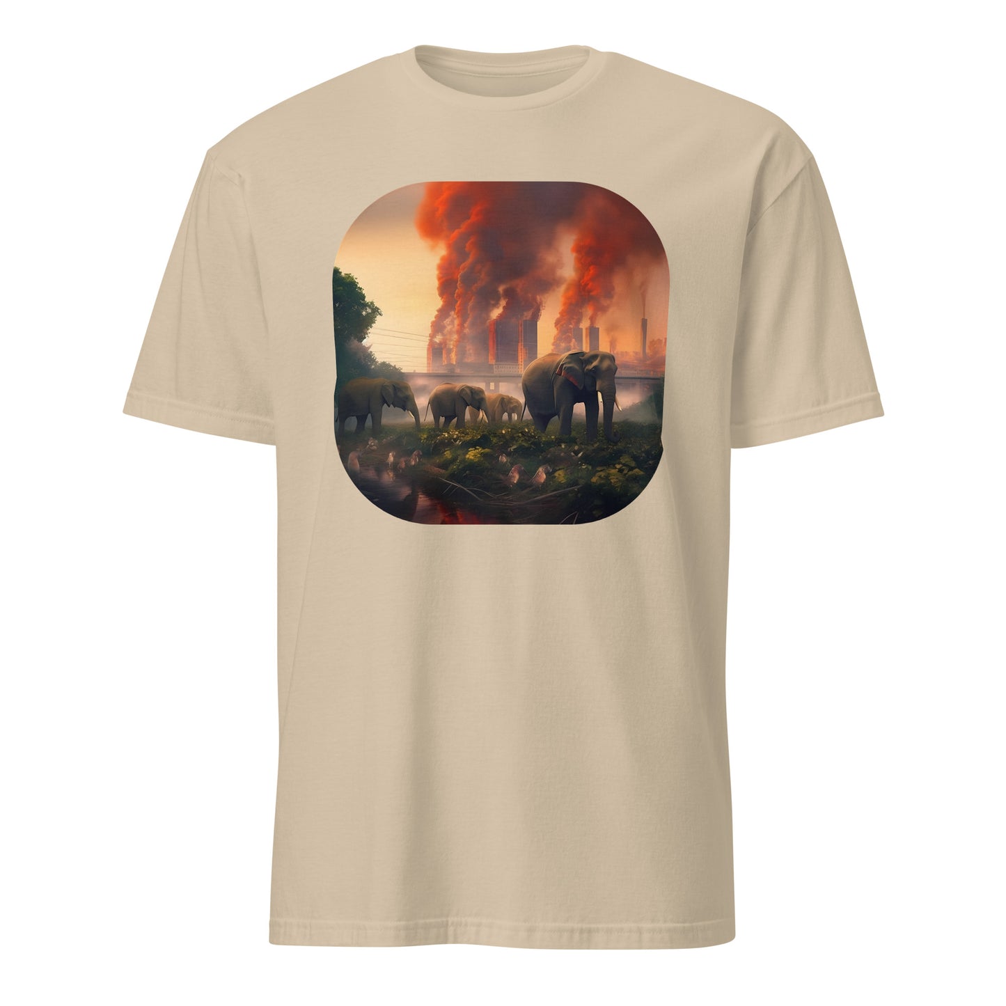 T-Shirt Polluted World Elephants and Deforestation Urbanization