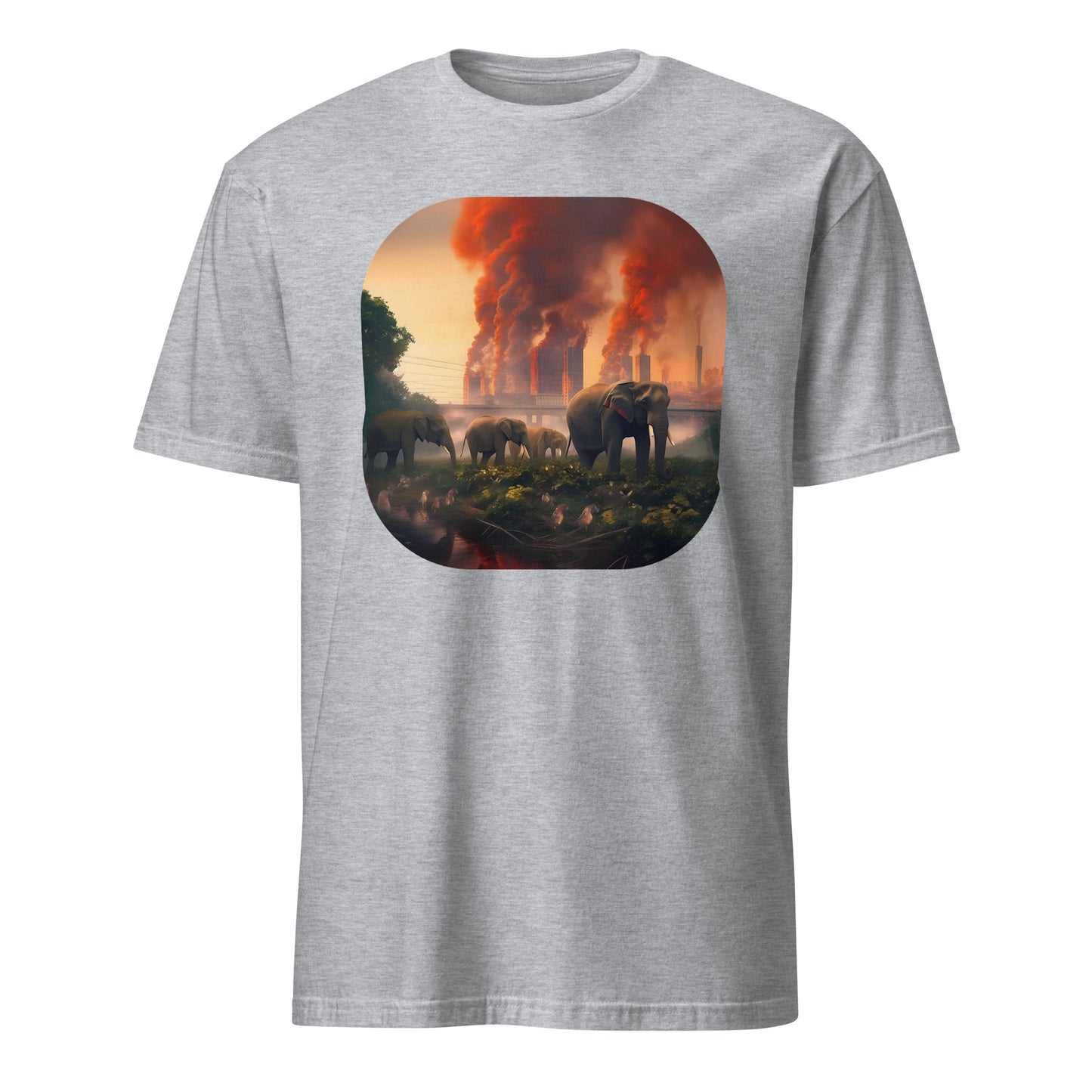 T-Shirt Polluted World Elephants and Deforestation Urbanization