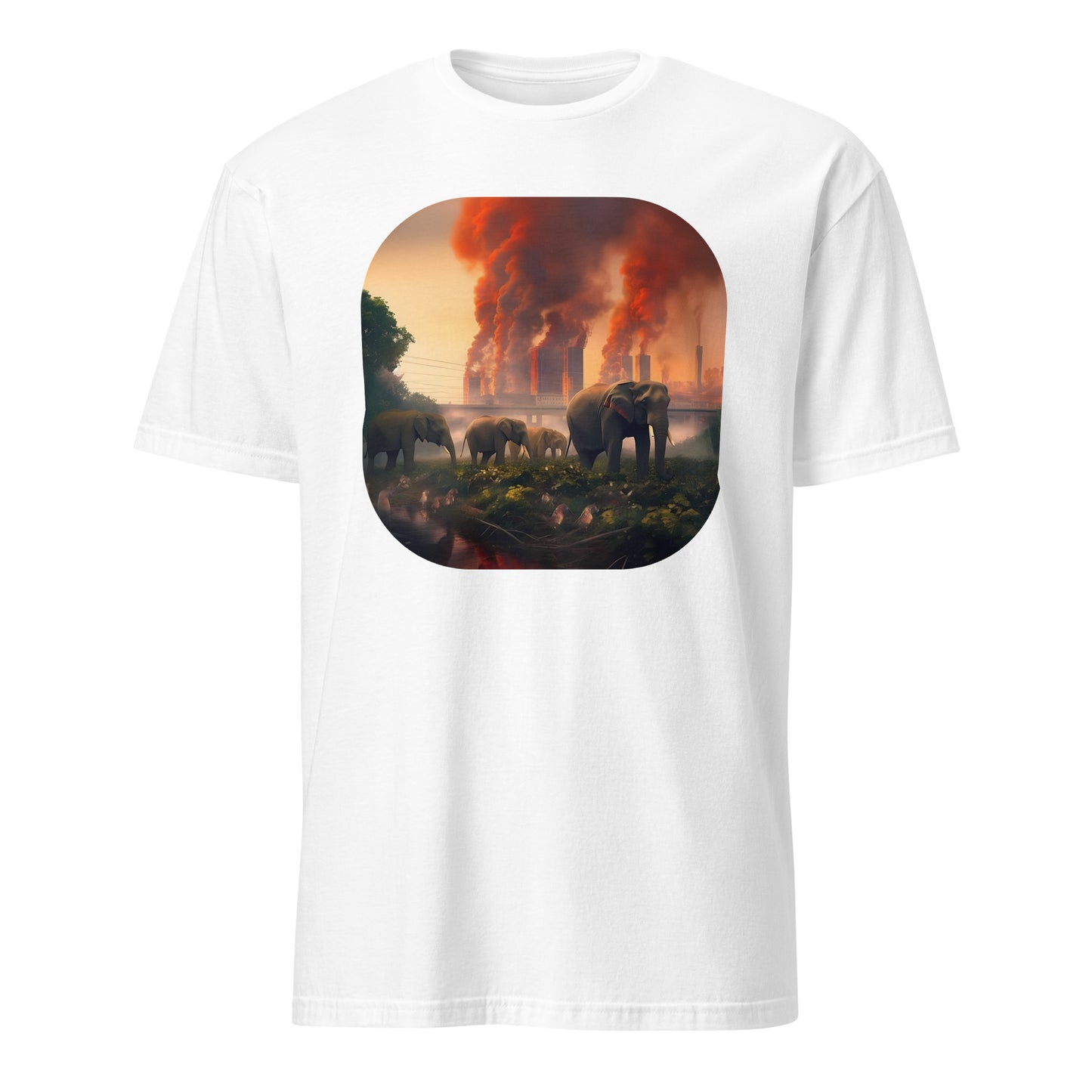 T-Shirt Polluted World Elephants and Deforestation Urbanization